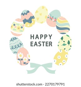 Easter egg wreath illustration material vector design
