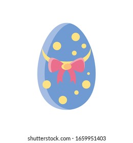 easter egg with yellow dots over white background, flat style icon, vector illustration