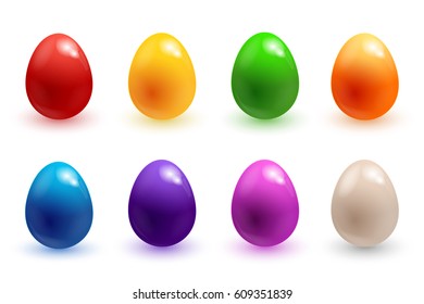 Easter eggs 3d icons. Colorful Easter eggs for Easter holidays design on white background. Vector illustration EPS10