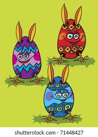 easter eggs, abstract vector art illustration