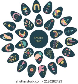 Easter eggs with abstractive elements. Happy Easter! Vector illustration.