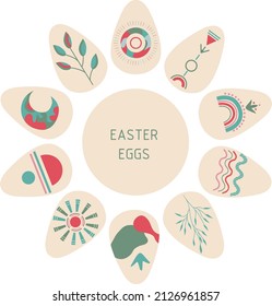 Easter eggs with abstractive elements. Happy Easter! Vector illustration.