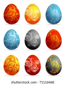 Easter eggs with artistic ornaments