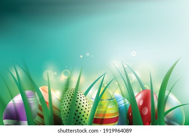 Easter eggs background with abstract bokeh