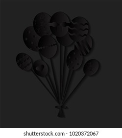 Easter eggs background black color vector 