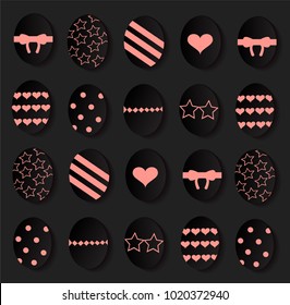 Easter eggs background black and pink color vector