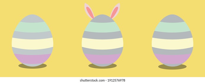 Easter eggs background bunny ear yellow spring holiday cute vector religion banner paschal