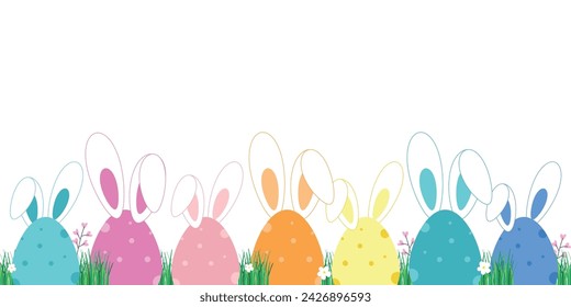 fondo de los huevos de pascua con las orejas del conejo ilustración