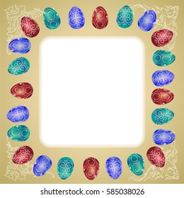 Easter, eggs, background, frame