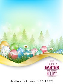 Easter eggs background with space for text.Vector