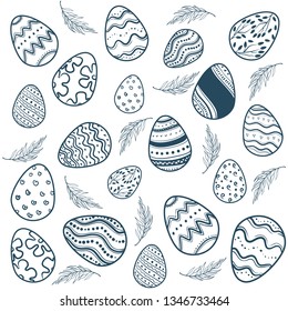 Easter eggs background template with framing and copy space