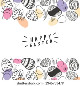 Easter eggs background template with framing and copy space