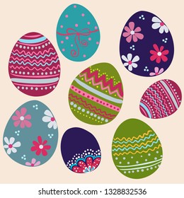 Easter eggs. Background. Vector illustration. Colorfull.  Holiday. Spring.
