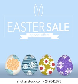 The Easter Eggs Banner For Easter Sales With Special Offers Ribbon