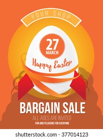 The Easter eggs banner for Easter sales with special egg as rocket