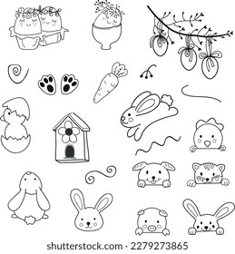 Huevos de Pascua, banny, animales en doodles