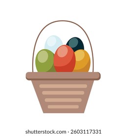 Easter eggs in the basket ,colorful eggs happy Easter in vector