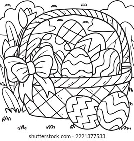 Easter Eggs Basket Coloring Page for Kids