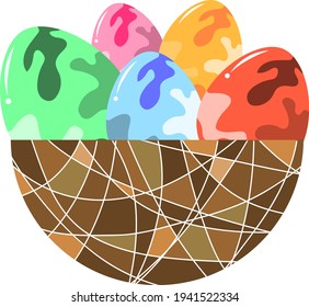 huevos de Pascua en la canasta para el día de Pascua