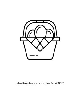 easter eggs, basket, decoration line icon on white background
