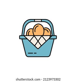huevos de pascua, canasta, ícono de línea de decoración. Los signos y símbolos se pueden utilizar para web, logotipo, aplicación móvil, interfaz de usuario, UX