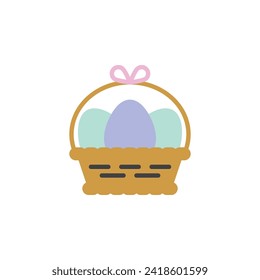 Easter Eggs Basket flat icon, vector sign, colorful pictogram isolated on white. Symbol, logo illustration. Flat style design
