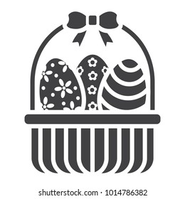 Easter Eggs In Basket glyph icon, easter and holiday, decor sign vector graphics, a solid pattern on a white background, eps 10.