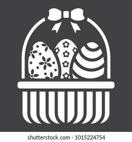 Easter Eggs In Basket glyph icon, easter and holiday, decor sign vector graphics, a solid pattern on a black background, eps 10.