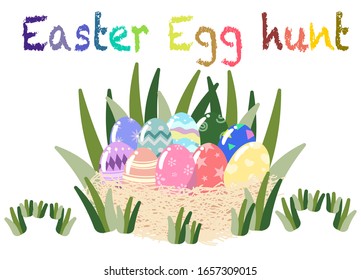 Colección de cacería de huevos de Pascua ilustración vectorial en color pastel