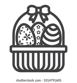 Easter Eggs In Basket line icon, easter and holiday, decor sign vector graphics, a linear pattern on a white background, eps 10.