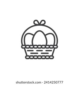 Easter Eggs Basket line icon. linear style sign for mobile concept and web design. Basket with Easter eggs outline vector icon. Symbol, logo illustration. Vector graphics
