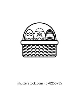 Easter eggs in basket line icon, religion & holiday elements, Happy easter sign, a linear pattern on a white background, eps 10.