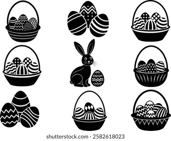 Easter Eggs and Basket vector illustration