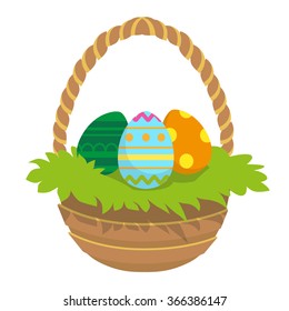 Easter eggs in the basket vector illustration