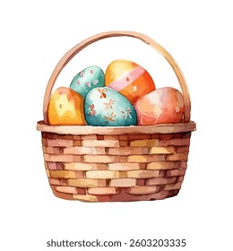 easter eggs basket water color hand made paint