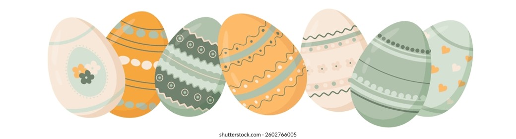 Easter eggs. Easter eggs with beautiful drawings. Happy Easter.Hand-drawn. Vector illustration.