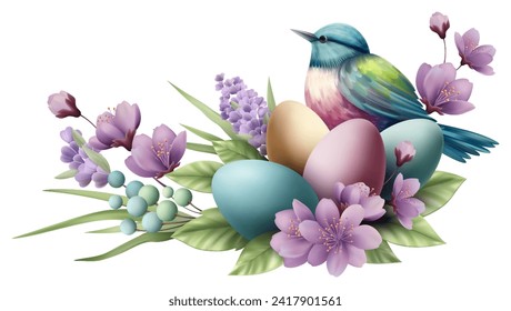 Easter Eggs Bird Wreath Spring Flower