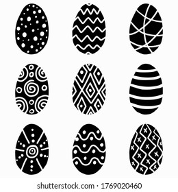 Easter eggs black set vector