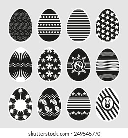 Easter eggs in black and white.
