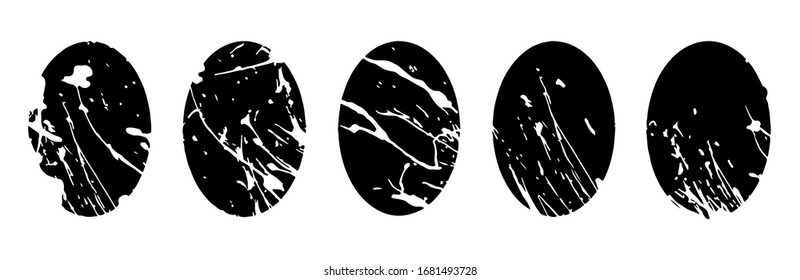 Easter eggs black, white with abstract splash ornament for your design. Liquid spatter on oval silhouette. Horisontal format. Aesthetic spray on holiday eggs. The tradition of painting eggs for Easter