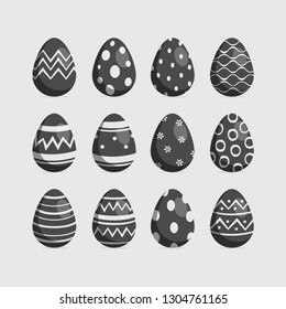 Easter eggs. Black and white Easter eggs icons. Isolated. Vector