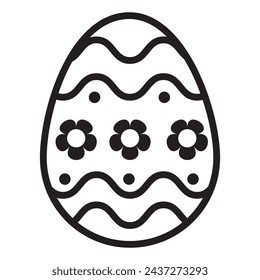 Easter Eggs in black and white outline, ester eggs icon, Easter day element. Vector illustration of egg.