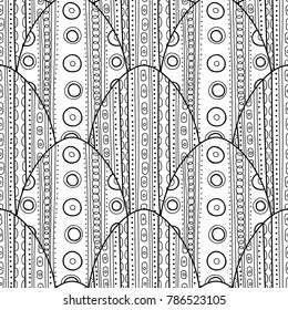 Easter eggs. Black and white seamless pattern for coloring books, pages. Vector