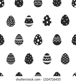 Easter eggs black and white wallpaper. Seamless pattern. Vector.