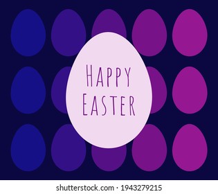 Ostereier, blau und violett. Frohe Ostern! Vektorgrafik.