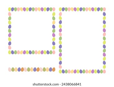 Easter eggs border frames with space for text. Banners with decorated eggs on white background
