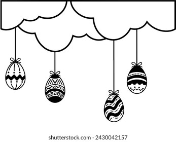 Easter Eggs Border Line Art