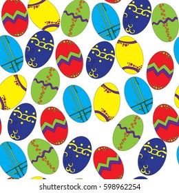Easter eggs. Bright, colored. Christian holiday. Freehand sketch. Seamless pattern.