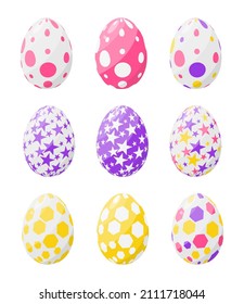 Easter eggs with bright geometric shapes set