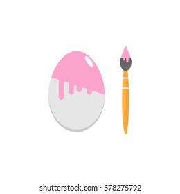 Easter eggs with brush flat icon, religion & holiday elements, painting egg, a colorful solid pattern on a white background, eps 10.